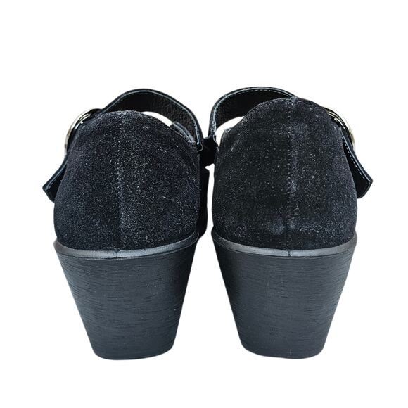 Black MaryJane Pumps Romika Size EU 41 US 10-10.5 Suede Leather Sport Wedge Heel - Picture 5 of 14